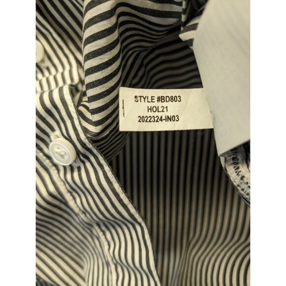 Reimagined J Crew Womens 6 Poplin Ruffle Striped Long Sleeve Shirt Beetlejuice - Picture 8 of 8